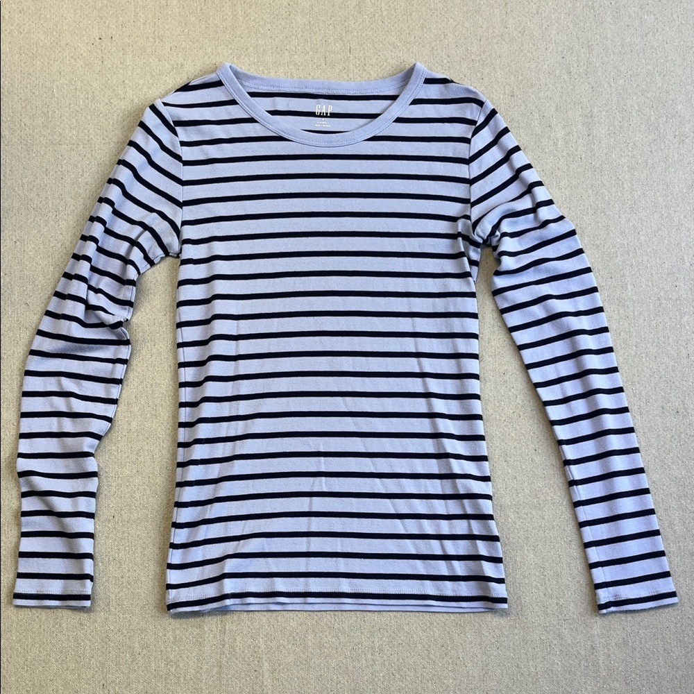 GAP Striped Crewneck Tee - Light Blue & Navy